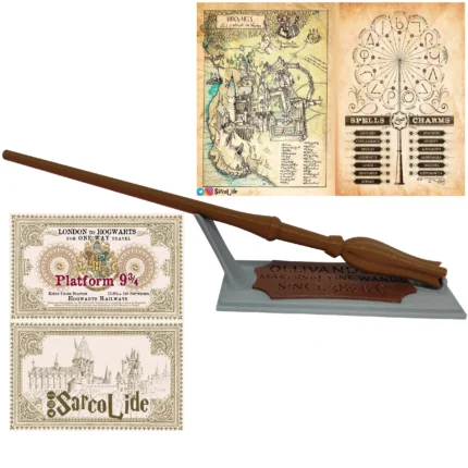 چوب دستی لونا لاوگود همراه استند اولیوندرز، نقشه هاگوارتز، لیست جادو ها و بلیط قطار