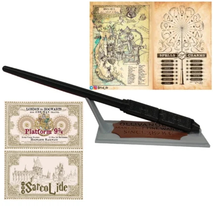 چوب دستی سوروس اسنیپ همراه استند اولیوندرز، نقشه هاگوارتز، لیست جادو ها و بلیط قطار